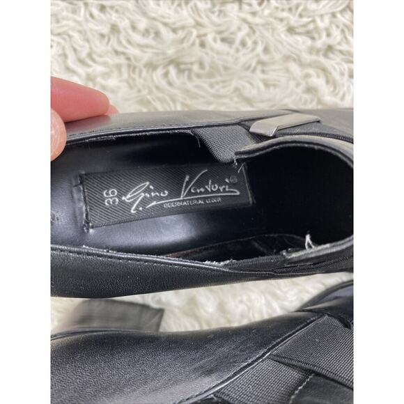 Gino Ventori Womens 36 EU 6 US Black Leather Block Heel Square Toe Slip On Shoes - Picture 5 of 9